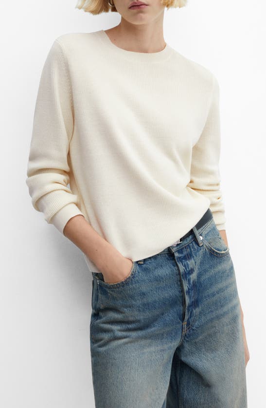 Shop Mango Crewneck Sweater In Ecru