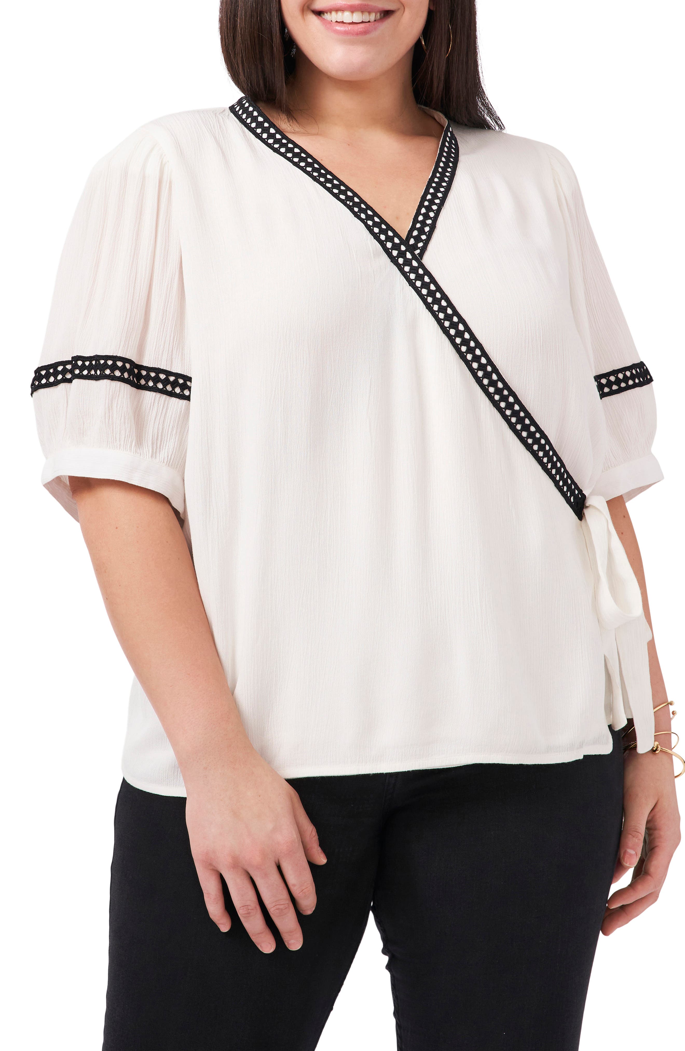 white wrap blouse plus size