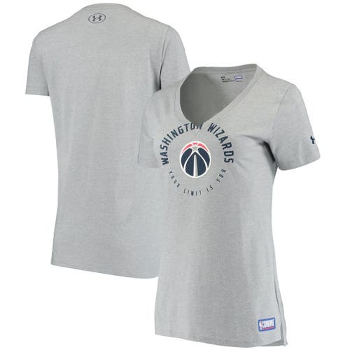 Women's Under Armour Heathered Gray Washington Wizards Combine Favorites HeatGear V-Neck T-Shirt