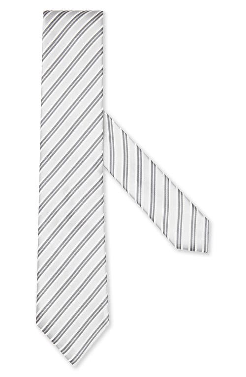 Evening Regimental Silk & Cotton Tie in Silver