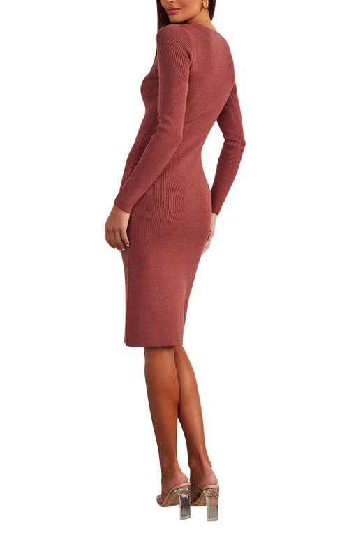 Shop Vici Collection Masey Cutout Long Sleeve Sweater Dress In Dusty Rust