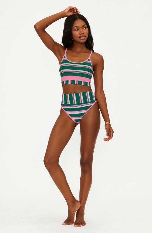 Shop Beach Riot Eva Stripe Rib Bikini Top In Jelly Bean Stripe