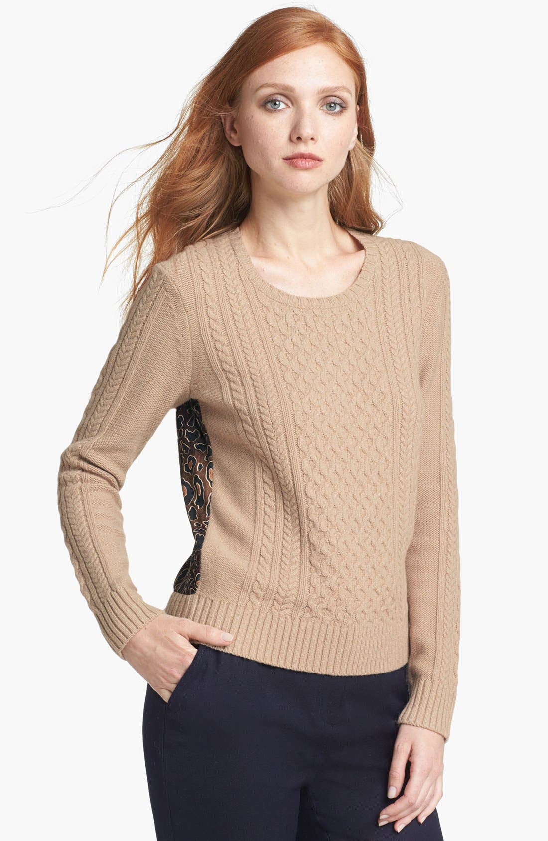 Tory Burch 'Kendra' Mixed Media Sweater Nordstrom