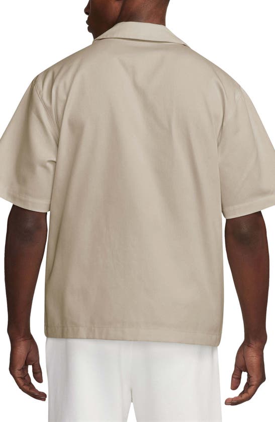 Shop Jordan Flight Essentials Oversize Snap-up Camp Shirt In Legend Light Brown