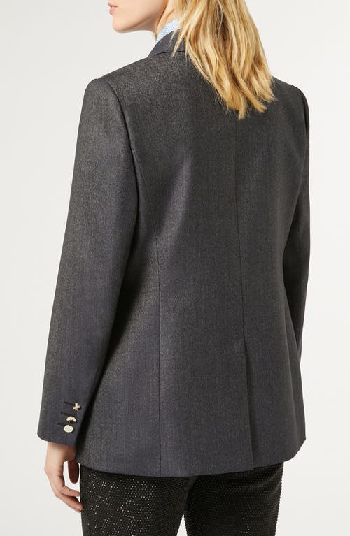 Shop Marina Rinaldi Talpa Stretch Virgin Wool & Silk Blazer In Blue Jeans