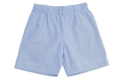 Shop Busy Bees Jd Pull-on Shorts In Navy Seersucker Stripe