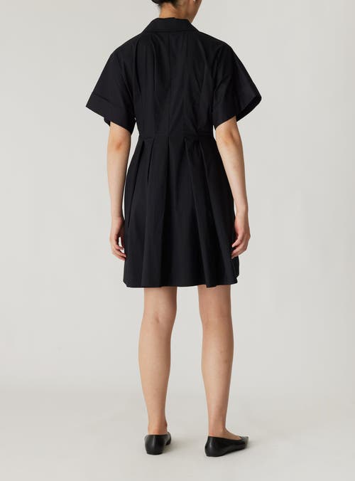 Shop Rebecca Taylor Poplin Waisted Shirt Dress In Black