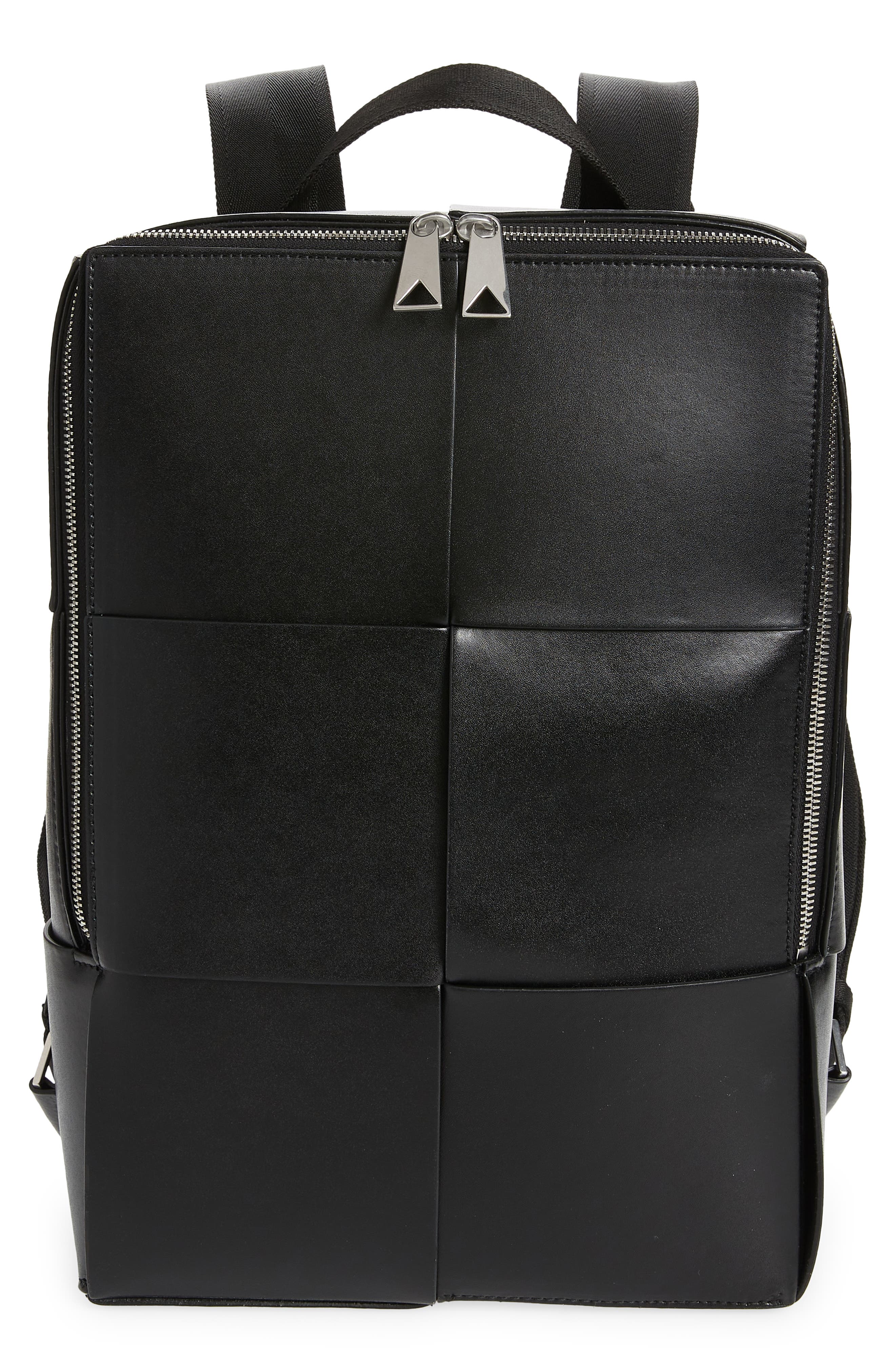 Bottega Veneta Arco Intrecciato Leather Backpack in Black Silver