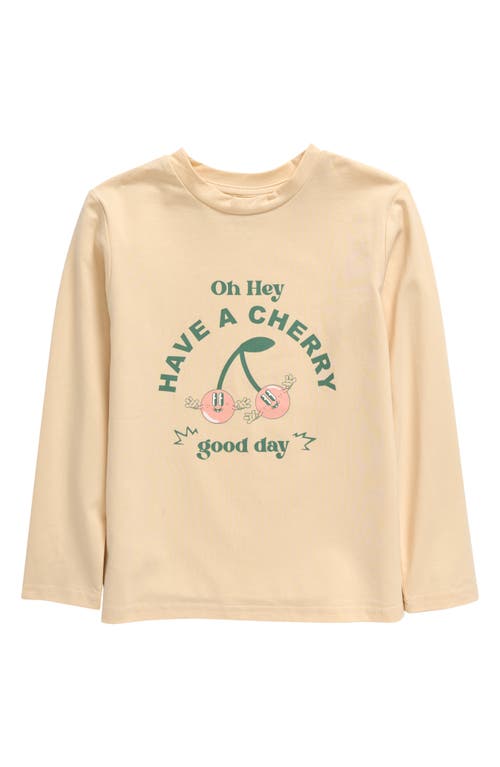 Shop Tiny Tribe Kids' Have A Cherry Stretch Cotton Graphic T-shirt In Cream