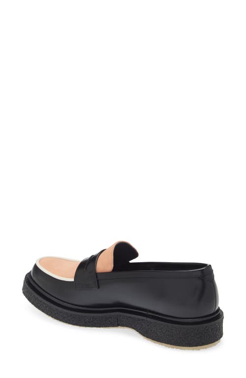 Shop Adieu Colorblock Penny Loafer In Black/strawberry/ivory