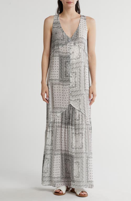 Shop Lovestitch Paisley Patchwork Maxi Dress In Off White/grey