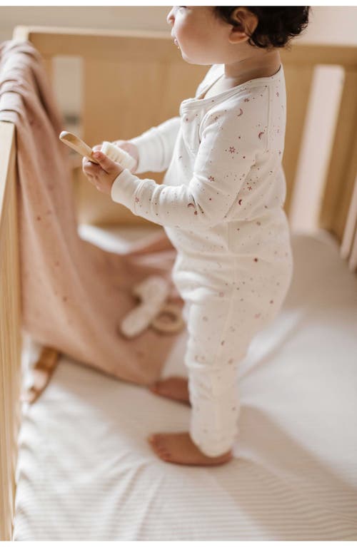 Pehr Stardust Organic Cotton One-piece Pajamas In White/dark Pink
