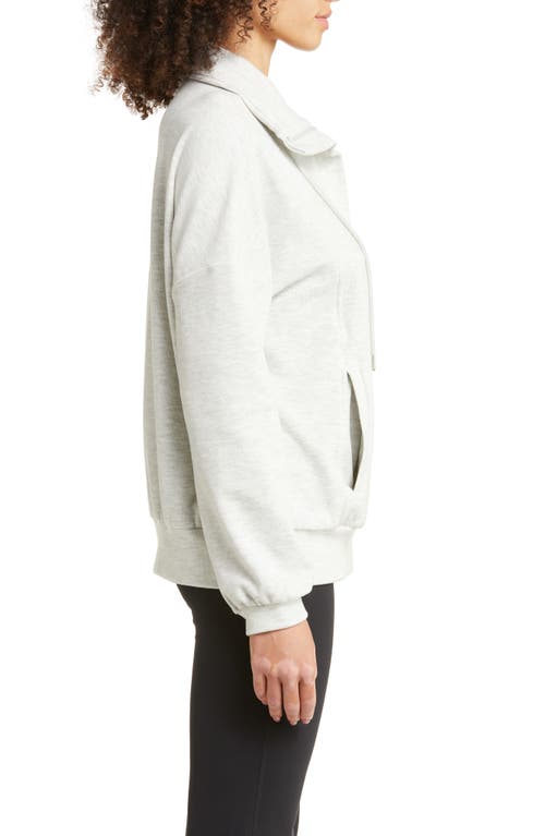 Zella Cozy Half Zip Pullover Sweatshirt In Ivory Dove Heather