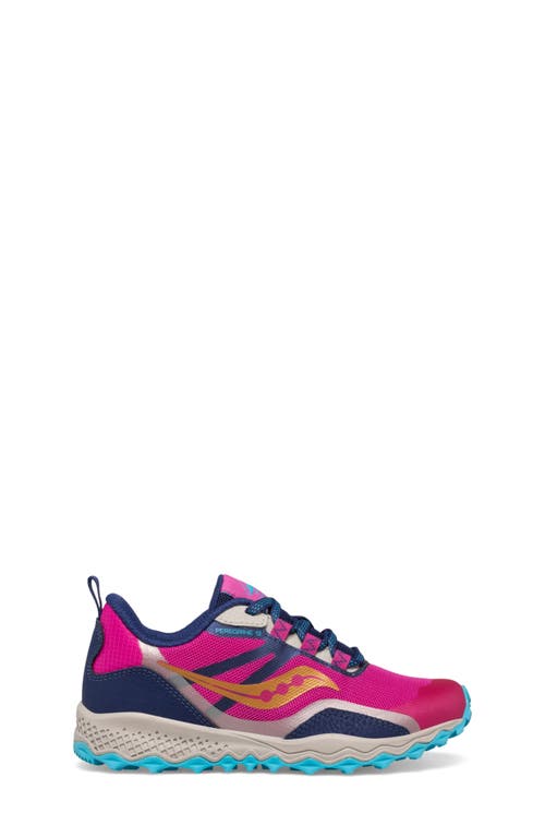 Saucony Peregrine 12 Shield Water Repellent Hiking Sneaker In Navy/pink