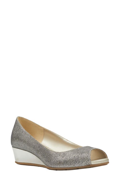 Bandolino Peep Toe Wedge Pump Fabric at Nordstrom,