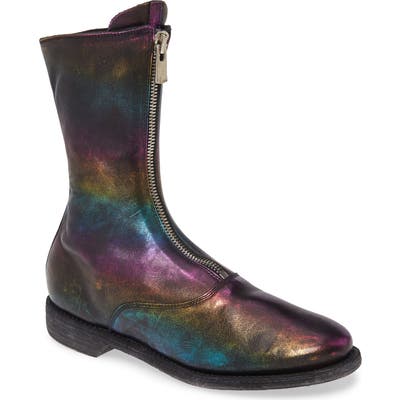 Guidi Front Zip Neon Army Boot - Blue