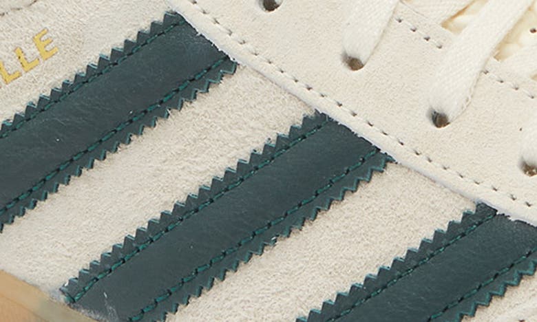 Shop Adidas Originals Gazelle Sneaker In Cream/ Green/ Gum 3