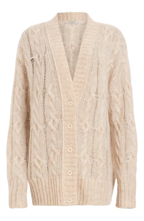 Shop Allsaints Regan Open Stitch Mohair & Wool Blend Longline Cardigan In Ecru White