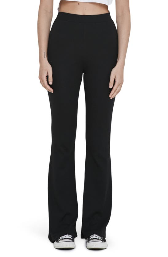 Noisy May Fluffy Knitted Flared Pants In Black In Black