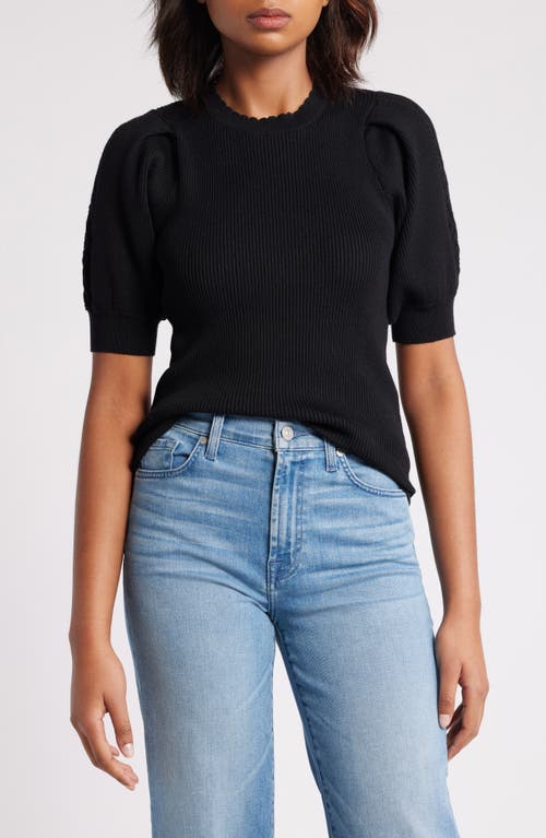 Shop Wit & Wisdom Short Sleeve Rib Sweater In Black