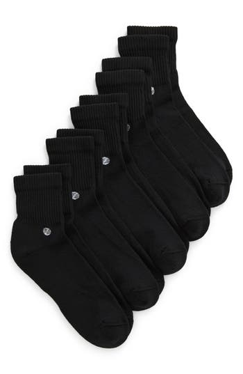 Z By Zella 5-pack Quarter Crew Socks In Black