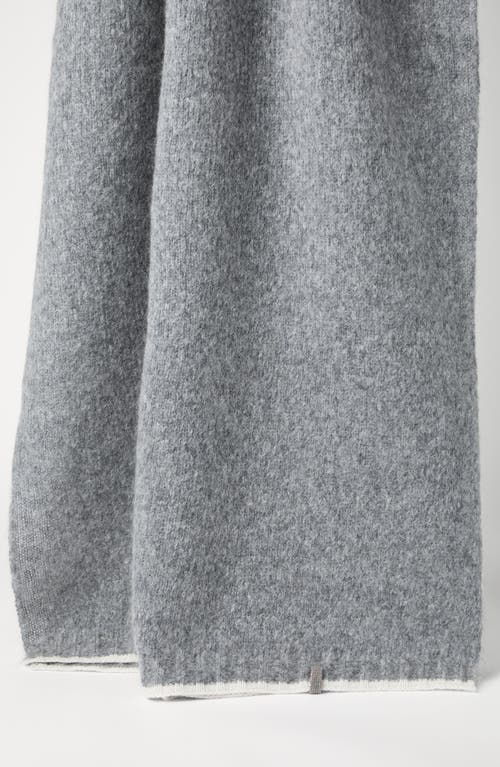 Shop Brunello Cucinelli Wool And Mohair Scarf With Monili In Light Blue Denim