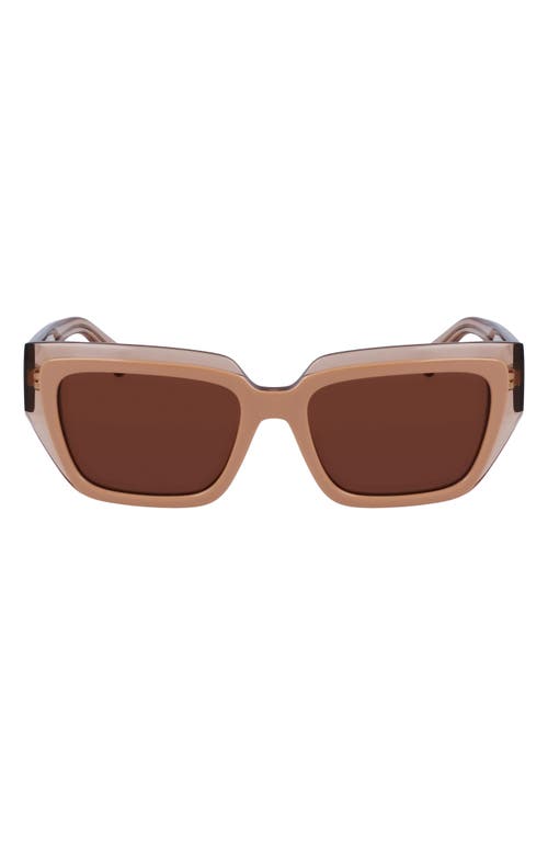 Ferragamo Classic Logo 55mm Square Sunglasses In Trnsprnt Nude/ Rose