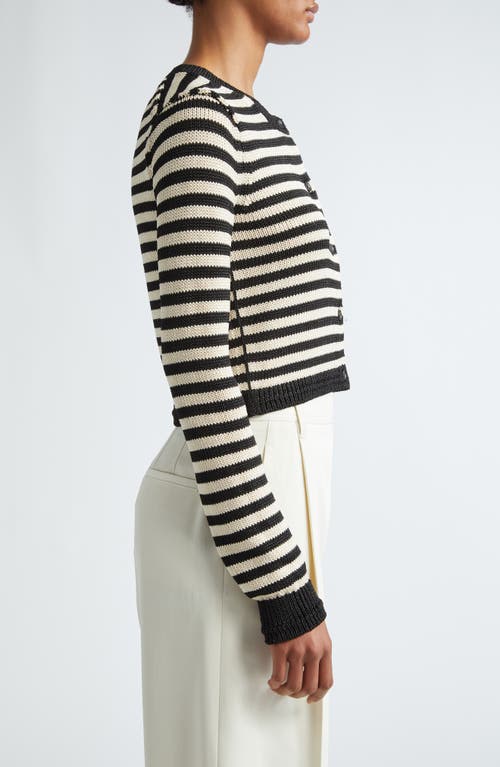 Shop Maria Mcmanus Stripe Shrunken Cardigan In Black/eggshell Stripe