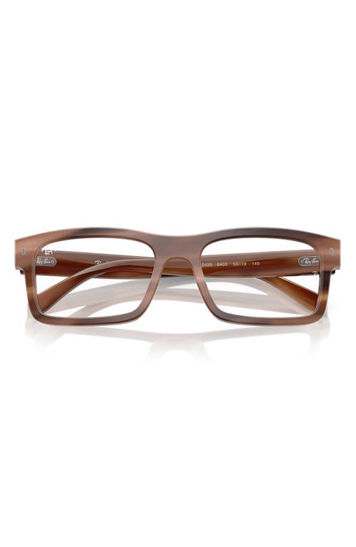 Ray Ban Ray-ban 54mm Rectangular Optical Glasses In Brown Havana