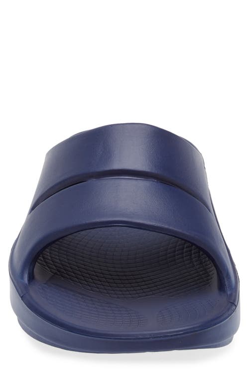 Shop Oofos Ooaah Slide Sandal In Navy