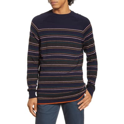 Scotch & Soda Regular Fit Stripe Crewneck Sweater, Blue