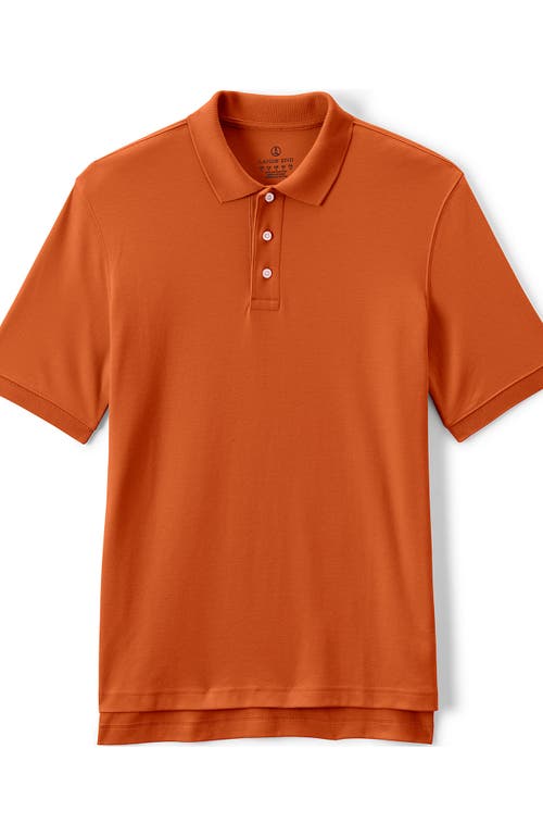 Shop Lands' End School Uniform  Long Sleeve Interlock Polo Shirt In Orange Spice