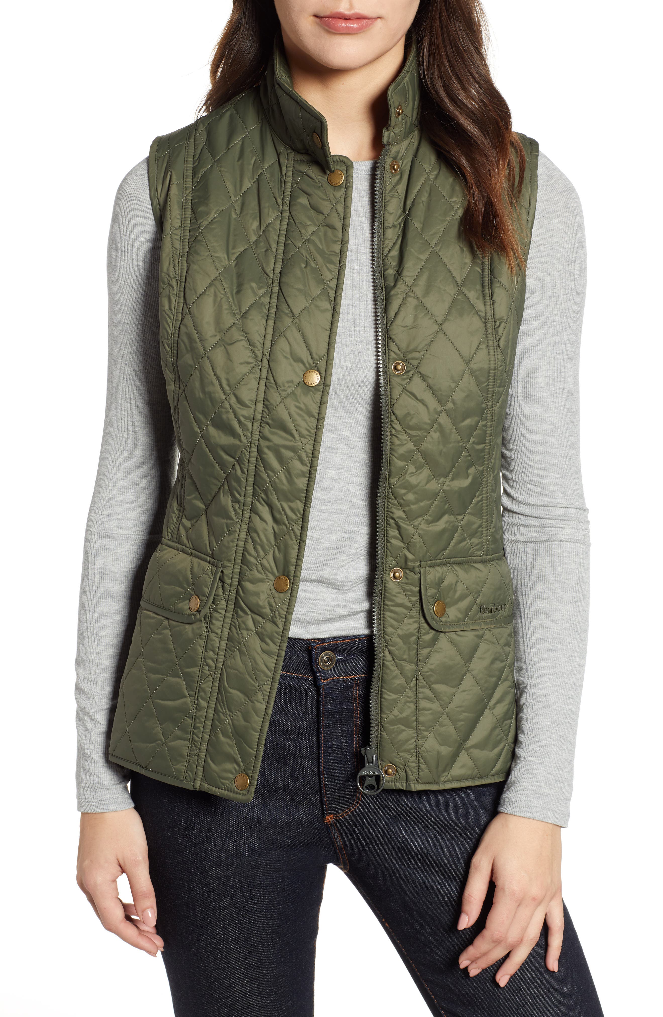 olive green quilted vest