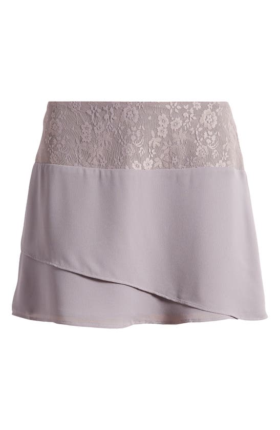 Mistress Rocks Lace Trim Miniskirt In Slate