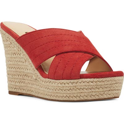 Nine West Hope Espadrille Wedge Slide Sandal, Red
