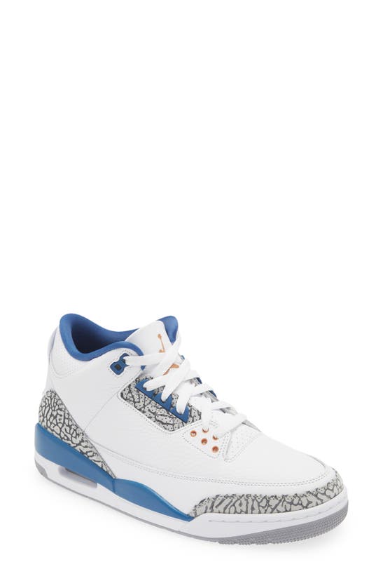 Jordan Air 3 Retro Sneaker In White/ Metallic Copper/ Blue