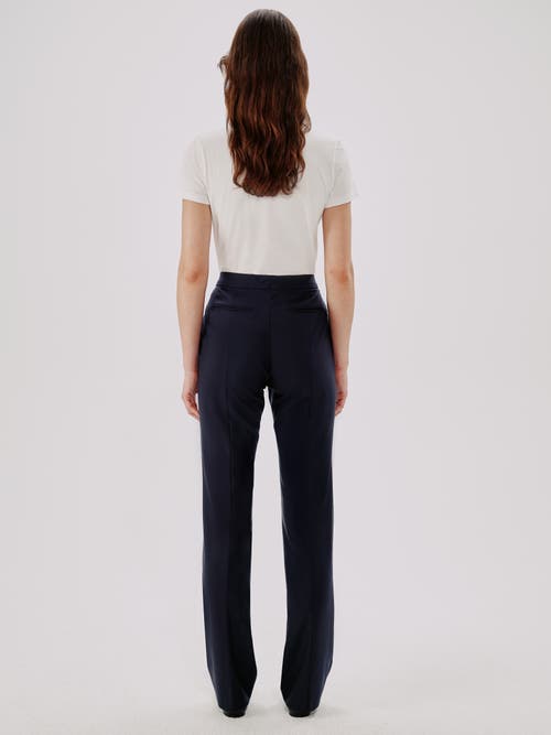 Another Tomorrow Merino Wool Classic Trousers In Navy