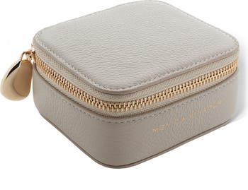 Monica Vinader Leather Jewelry Box in Pebble Grey