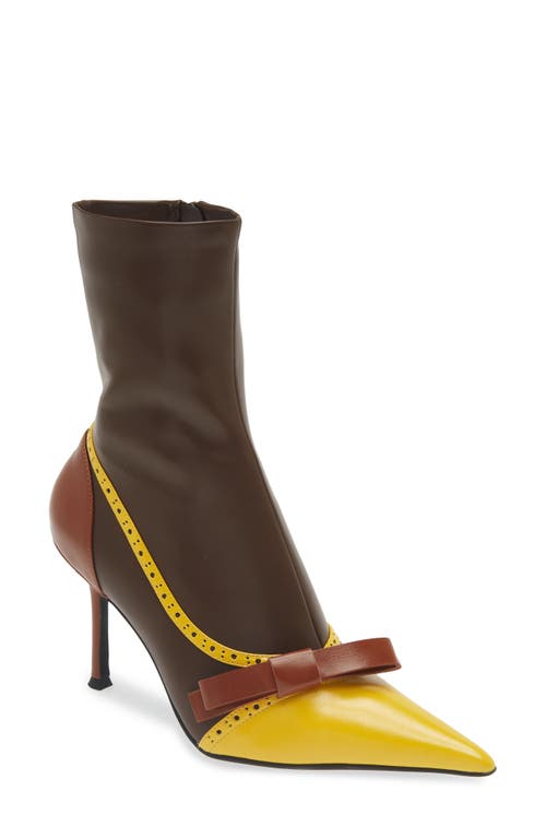 Shop Jeffrey Campbell Secretary Pointed Toe Boot In Brown Yellow Tan Combo