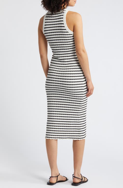 Shop Loveappella Stripe Midi Tank Dress In Black/natural