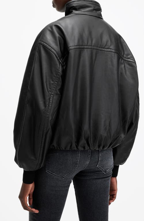 Shop Allsaints Rowan Funnel Neck Leather Bomber Jacket In Black