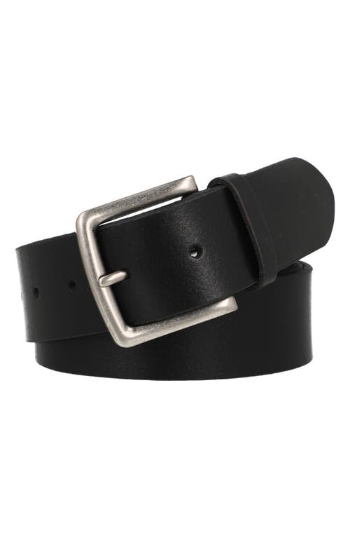 Beveled Leather Belt in Black