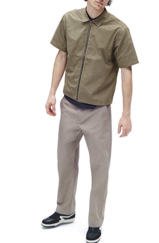 Shop Rag & Bone Noah Gingham Short Sleeve Nylon Zip-up Shirt In Navy/ginger