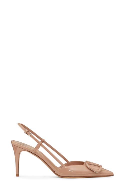 Valentino Pointed Toe Kitten Heel Pumps With Patent Finish In Gf9 Rose Cannelle