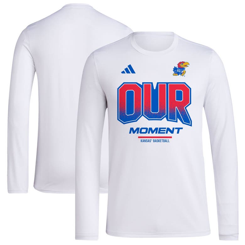 Shop Adidas Originals Unisex Adidas  White Kansas Jayhawks 2024 On-court Bench Our Moment Long Sleeve T-shirt