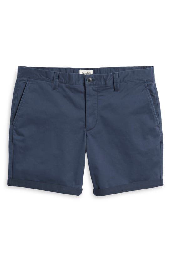 Open Edit Stretch Cotton Skinny Chino Shorts In Navy Eclipse