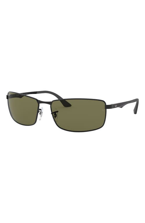 Ray Ban Ray-ban 61mm Polarized Rectangle Sunglasses In Black/green