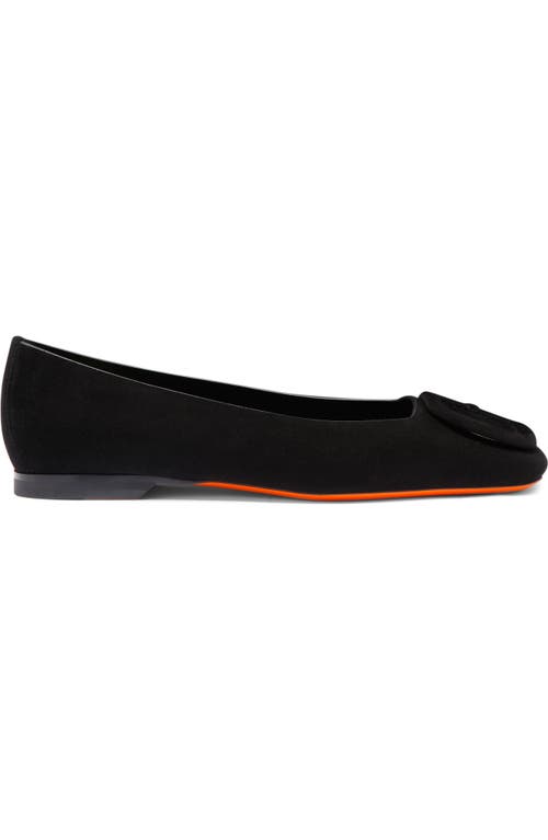 Santoni Maya Suede Buckle Ballerina Flats In Black