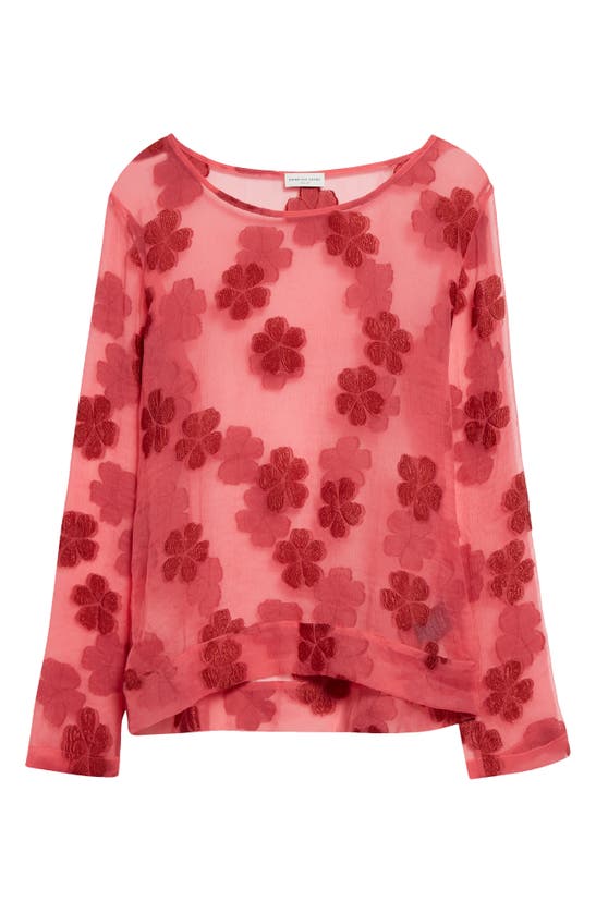 Shop Dries Van Noten Carlotta Floral Embroidered Long Sleeve Top In Pink
