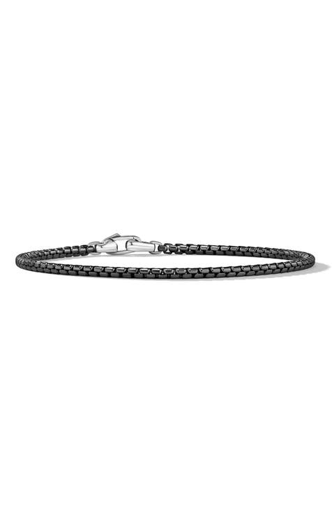 Men's Box Chain Bracelet with Stainless Steel and Sterling Silver, 2.7mm